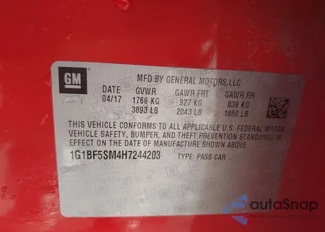 2017 Chevrolet Cruze Premier Auto from USA, damaged, VIN 1G1BF5SM4H7244203